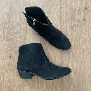 Sam Edelman Boots Women 8 Black Suede Ankle Booties Western Leather Shoes